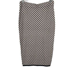 NEW Sweater Knit Midi Pencil Skirt M Black, White, Tan